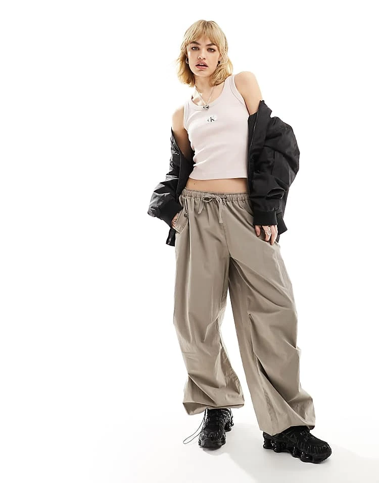 Calvin Klein Jeans Woven Label Rib Tank Top In Pink For Women Sepia Rose 4 Calvin Klein Jeans Woven Label Rib Tank Top In Pink For Women Sepia Rose - Image 4