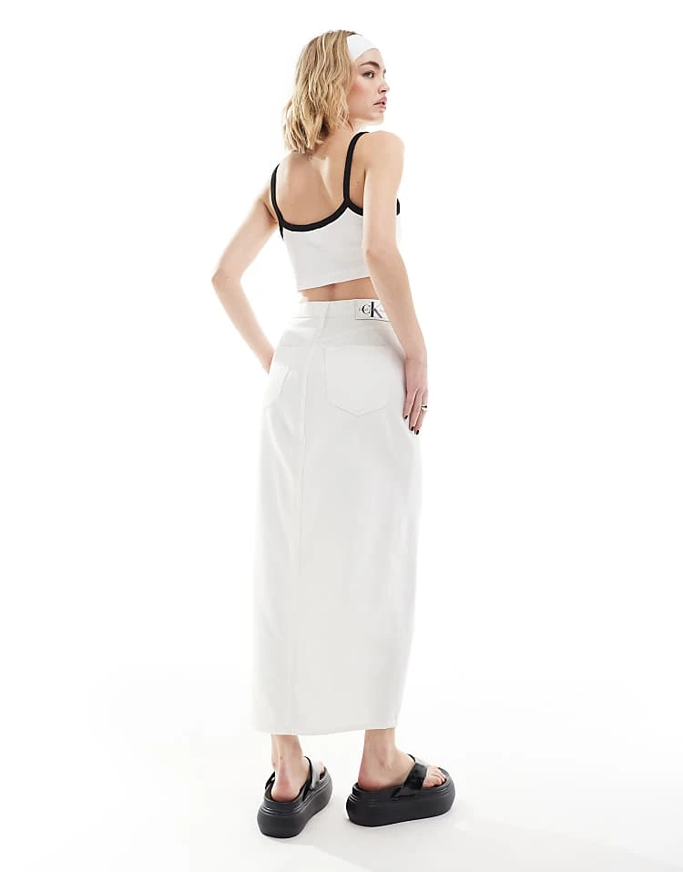 Calvin Klein Jeans Zip Detail Denim Maxi Skirt In White Wash - ASOS Exclusive For Women 4 Calvin Klein Jeans Zip Detail Denim Maxi Skirt In White Wash - ASOS Exclusive For Women - Image 4
