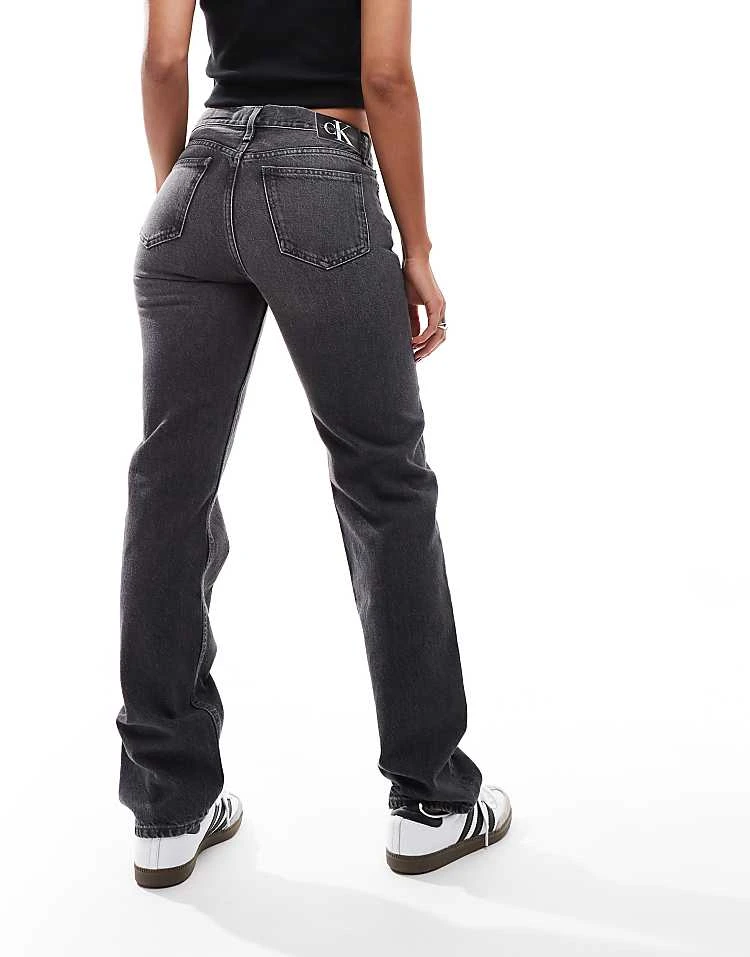 Calvin Klein Jeans Low Rise Straight Jeans In Washed Black For Women Denim Black 3 Calvin Klein Jeans Low Rise Straight Jeans In Washed Black For Women Denim Black - Image 3