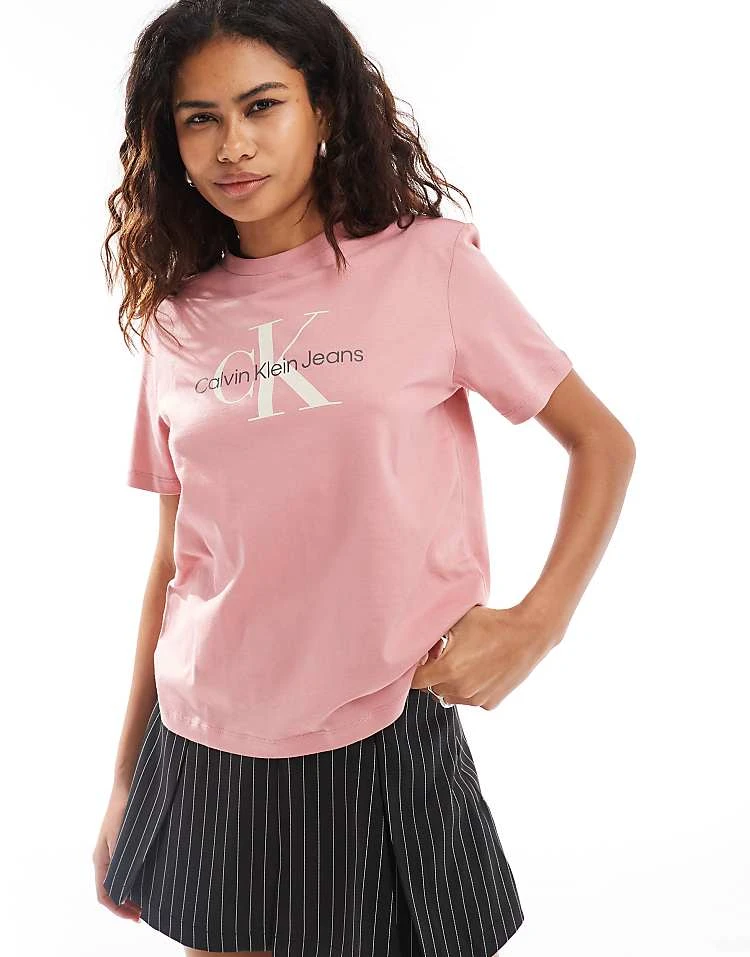Calvin Klein Jeans Monogram Tee In Pink For Women 5 Calvin Klein Jeans Monogram Tee In Pink For Women - Image 5