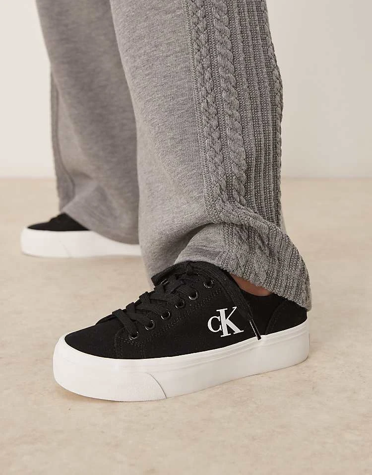 Calvin Klein Jeans Vulc Flatform Canvas Trainers In Black For Women Black/bright White 6 Calvin Klein Jeans Vulc Flatform Canvas Trainers In Black For Women Black/bright White - Image 6