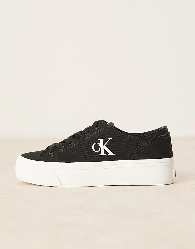 Calvin Klein Jeans Vulc Flatform Canvas Trainers In Black For Women Black/bright White 2 Calvin Klein Jeans Vulc Flatform Canvas Trainers In Black For Women Black/bright White - Image 2